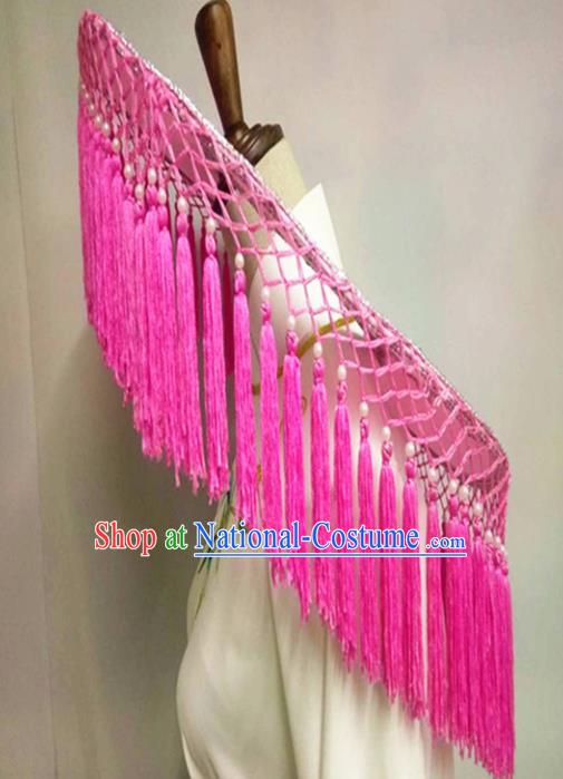 Chinese Traditional Peking Opera Fisher Girl Pink Tassel Hat Handmade Beijing Opera Diva Hair Accessories for Women