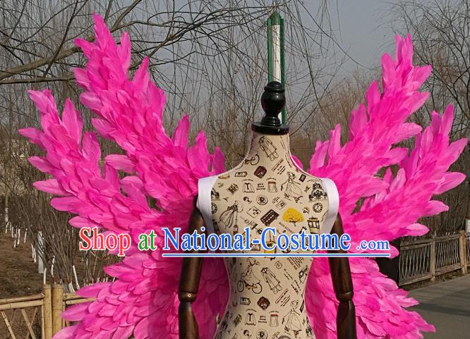 Professional Halloween Stage Show Pink Feather Butterfly Wings Brazilian Carnival Catwalks Prop for Women