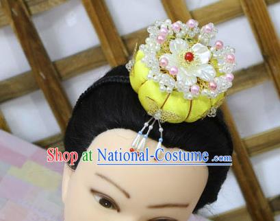 Korean Traditional Court Bride Shell Flower Yellow Hairband Asian Korea Fashion Wedding Hair Accessories for Women