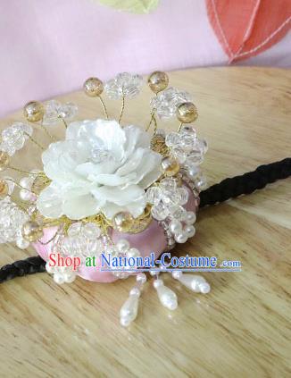 Korean Traditional Court Bride Shell Peony Pink Hairband Asian Korea Fashion Wedding Hair Accessories for Women