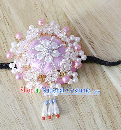 Korean Traditional Court Bride Beads Rosy Hairband Asian Korea Fashion Wedding Hair Accessories for Women