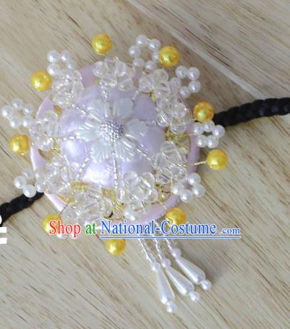 Korean Traditional Court Bride Beads Pink Hairband Asian Korea Fashion Wedding Hair Accessories for Women