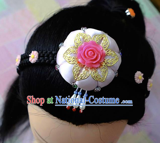 Korean Traditional Court Bride Rosy Rose Hairband Asian Korea Fashion Wedding Hair Accessories for Women