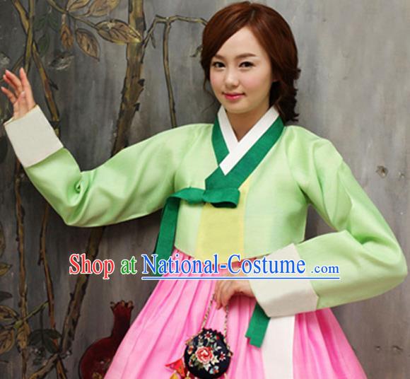 Korean Traditional Court Mother Hanbok Garment Green Blouse and Pink Dress Asian Korea Fashion Costume for Women