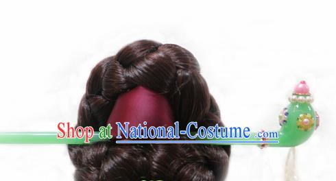 Korean Traditional Wedding Bride Green Hairpins Asian Korea Hanbok Hair Accessories for Women