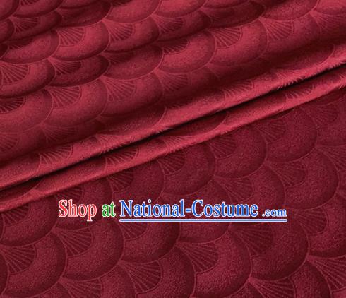 Asian Chinese Classical Scale Pattern Design Wine Red Brocade Jacquard Fabric Traditional Cheongsam Silk Material