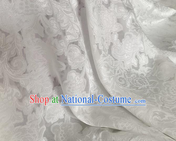 Asian Chinese Classical Pattern Design White Jacquard Fabric Traditional Cheongsam Silk Material