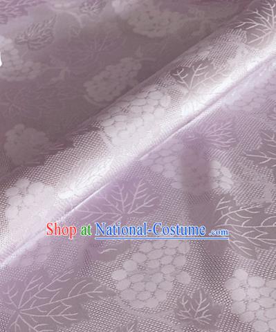 Asian Chinese Classical Maple Leaf Grape Pattern Design Lilac Brocade Jacquard Fabric Traditional Cheongsam Silk Material