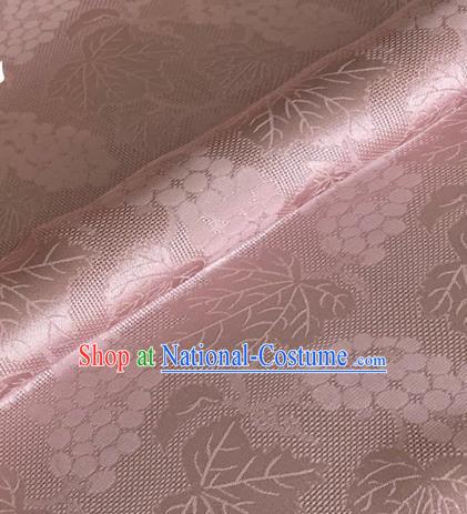 Asian Chinese Classical Maple Leaf Grape Pattern Design Pink Brocade Jacquard Fabric Traditional Cheongsam Silk Material