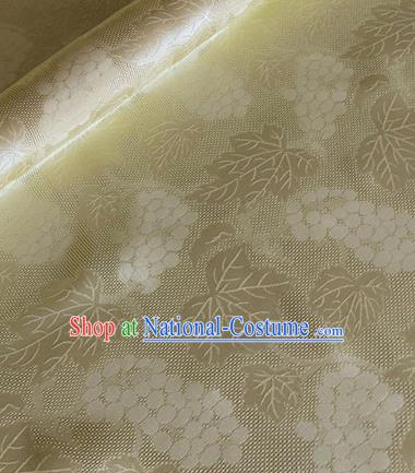 Asian Chinese Classical Maple Leaf Grape Pattern Design Yellow Brocade Jacquard Fabric Traditional Cheongsam Silk Material