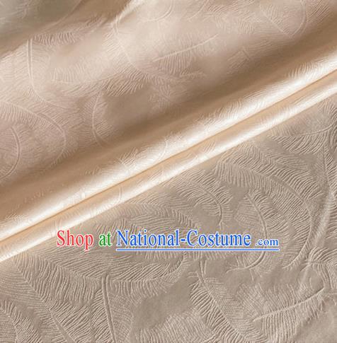 Asian Chinese Classical Feather Pattern Design Champagne Brocade Jacquard Fabric Traditional Cheongsam Silk Material