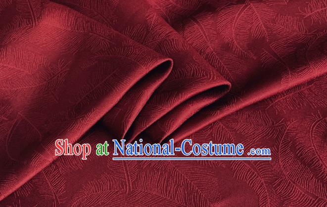 Asian Chinese Classical Feather Pattern Design Wine Red Brocade Jacquard Fabric Traditional Cheongsam Silk Material