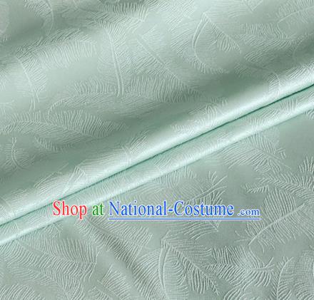 Asian Chinese Classical Feather Pattern Design Pea Green Brocade Jacquard Fabric Traditional Cheongsam Silk Material