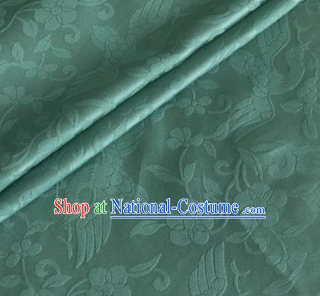 Asian Chinese Classical Birds Pattern Design Green Brocade Jacquard Fabric Traditional Cheongsam Silk Material