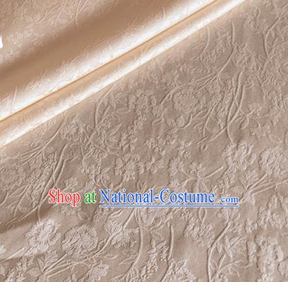 Asian Chinese Classical Jacquard Peony Pattern Design Champagne Brocade Fabric Traditional Cheongsam Silk Material