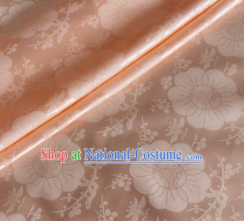 Asian Chinese Classical Plum Blossom Pattern Design Pink Silk Fabric Traditional Cheongsam Material