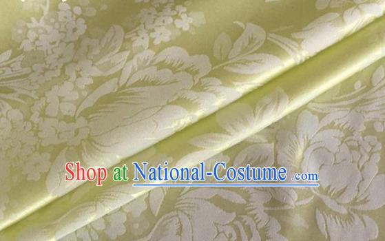 Asian Chinese Classical Peony Pattern Design Light Green Silk Fabric Traditional Cheongsam Brocade Material