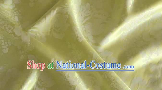 Asian Chinese Classical Peony Pattern Design Light Green Silk Fabric Traditional Cheongsam Brocade Material