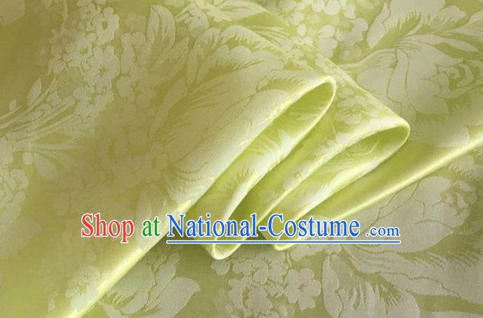 Asian Chinese Classical Peony Pattern Design Light Green Silk Fabric Traditional Cheongsam Brocade Material