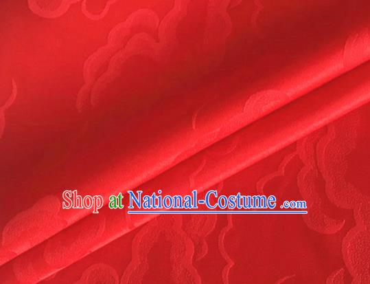 Asian Chinese Classical Cloud Pattern Design Red Silk Fabric Traditional Cheongsam Brocade Material