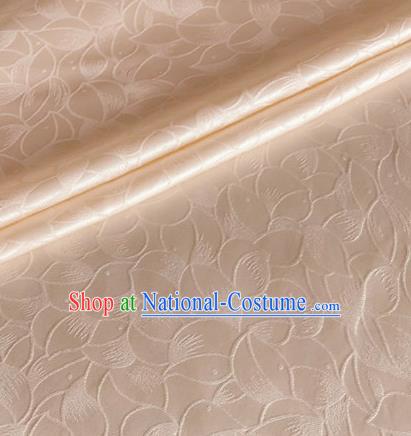 Asian Chinese Classical Lotus Petals Pattern Design Champagne Silk Fabric Traditional Cheongsam Brocade Material