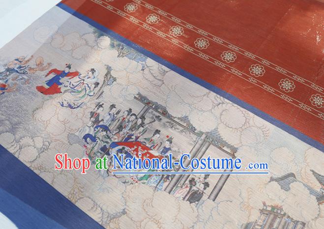 Asian Chinese Classical Printing Dream of the Red Chamber Pattern Design Red Silk Fabric Traditional Hanfu Brocade Material