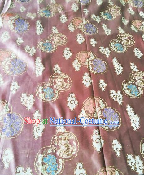 Asian Chinese Classical Cloud Peony Pattern Design Wine Red Silk Fabric Traditional Nanjing Brocade Material