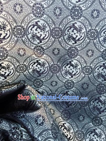 Asian Chinese Classical Dragon Pattern Design Grey Silk Fabric Traditional Nanjing Brocade Material