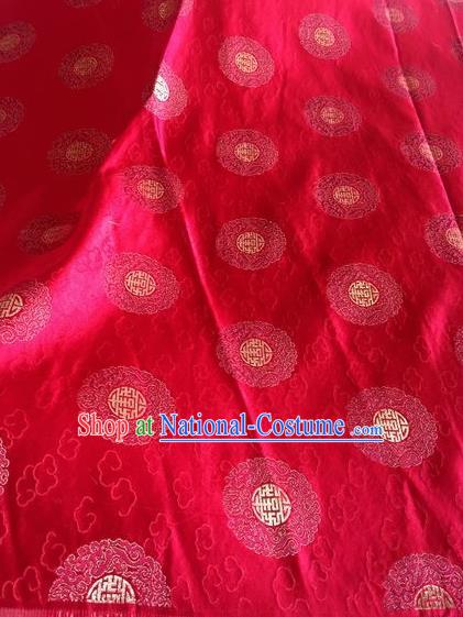 Asian Chinese Classical Clouds Pattern Design Red Silk Fabric Traditional Nanjing Brocade Material