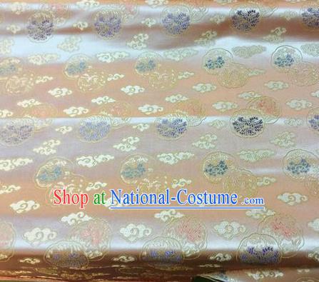 Asian Chinese Classical Cloud Pattern Design Champagne Silk Fabric Traditional Nanjing Brocade Material