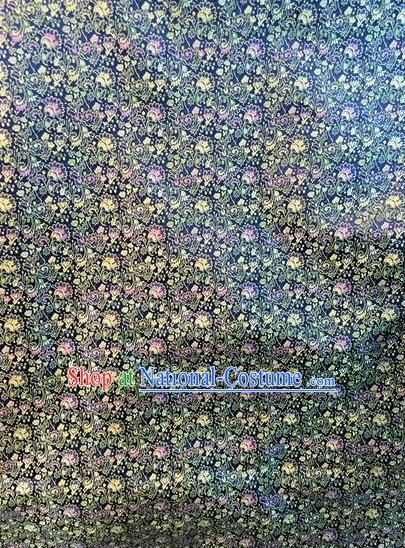 Asian Chinese Classical Cockscomb Pattern Design Navy Silk Fabric Traditional Nanjing Brocade Material