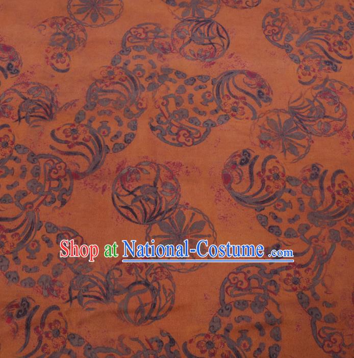 Chinese Cheongsam Classical Wheel Pattern Design Yellow Watered Gauze Fabric Asian Traditional Silk Material