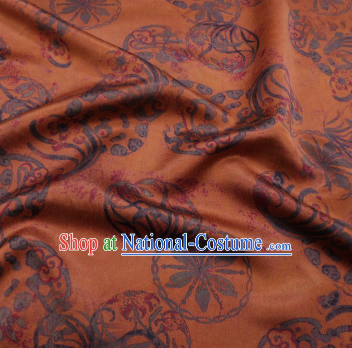 Chinese Cheongsam Classical Wheel Pattern Design Yellow Watered Gauze Fabric Asian Traditional Silk Material