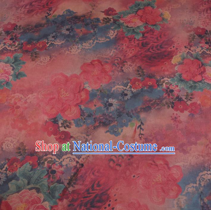 Chinese Cheongsam Classical Pattern Design Purplish Red Watered Gauze Fabric Asian Traditional Silk Material