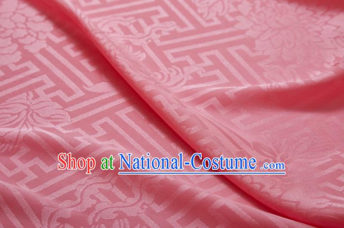 Chinese Classical Chrysanthemum Peony Pattern Design Pink Mulberry Silk Fabric Asian Traditional Cheongsam Silk Material