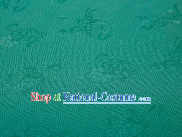 Chinese Classical Eight Immortals Pattern Design Green Mulberry Silk Fabric Asian Traditional Cheongsam Silk Material