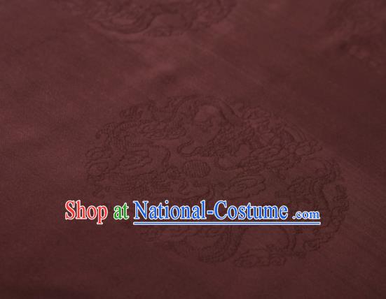 Chinese Classical Dragon Pattern Design Purplish Red Mulberry Silk Fabric Asian Traditional Cheongsam Silk Material