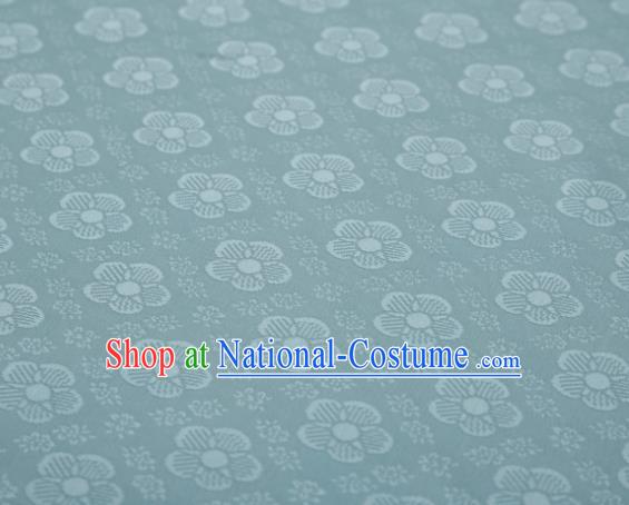 Chinese Classical Plum Pattern Design Light Blue Mulberry Silk Fabric Asian Traditional Cheongsam Silk Material