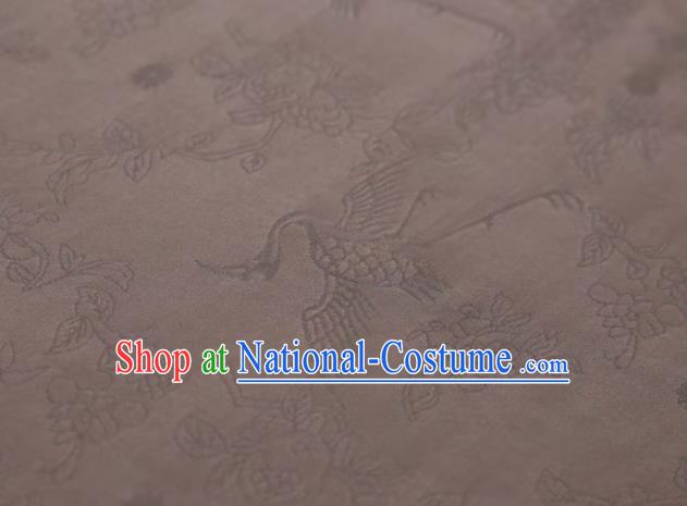 Chinese Classical Crane Pattern Design Grey Mulberry Silk Fabric Asian Traditional Cheongsam Silk Material