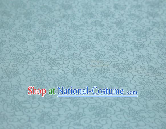 Chinese Classical Plant Pattern Design Light Blue Mulberry Silk Fabric Asian Traditional Cheongsam Silk Material