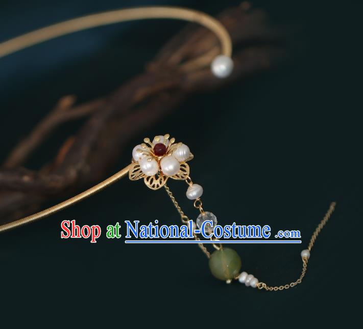 Chinese Traditional Ming Dynasty Precious Stones Pearls Plum Necklace Handmade Ancient Princess Necklet Accessories for Women