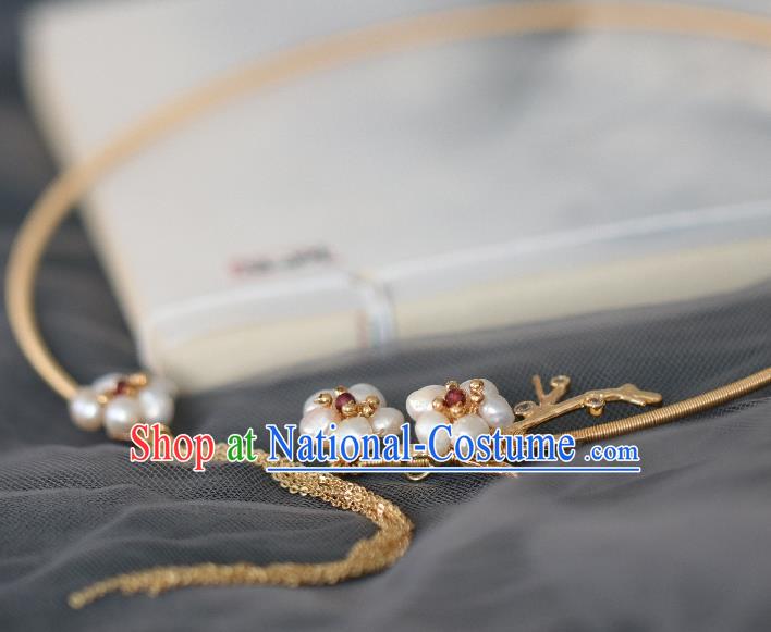 Chinese Traditional Ming Dynasty Pearls Precious Stones Necklace Handmade Ancient Princess Necklet Accessories for Women