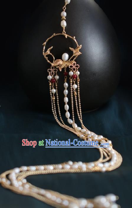 Chinese Traditional Ming Dynasty Waist Accessories Handmade Ancient Princess Pearls Tassel Pendant for Women