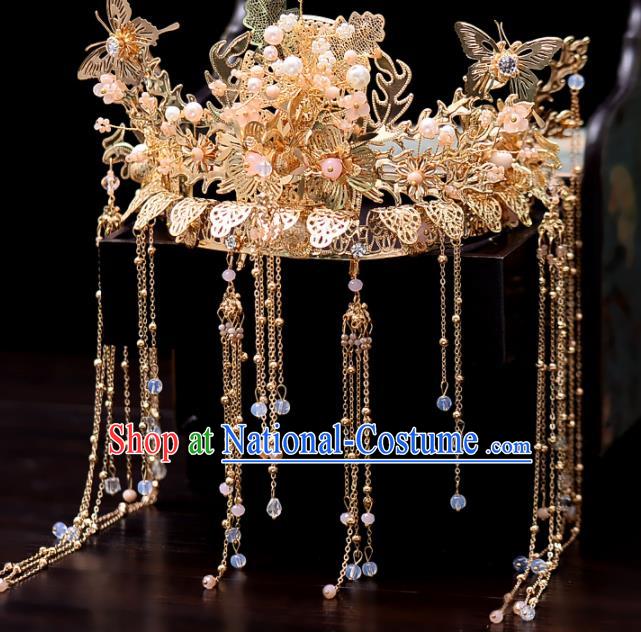 Chinese Traditional Wedding Hair Accessories Handmade Bride Phoenix Coronet for Women