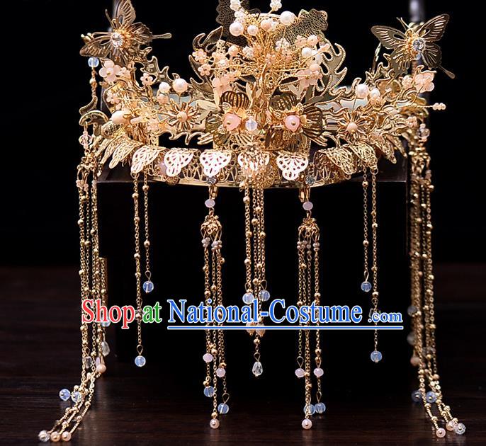 Chinese Traditional Wedding Hair Accessories Handmade Bride Phoenix Coronet for Women