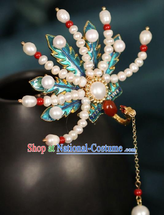 Chinese Handmade Ming Dynasty Princess Pearls Phoenix Hairpins Ancient Hanfu Hair Accessories for Women