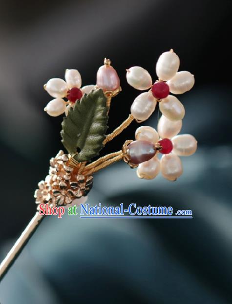 Chinese Handmade Ming Dynasty Princess Pearls Hairpins Ancient Hanfu Hair Accessories for Women