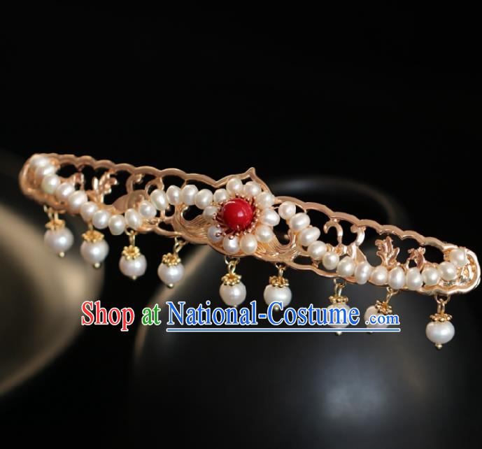 Chinese Handmade Ming Dynasty Queen Pearls Hairpins Ancient Hanfu Hair Accessories for Women