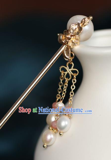 Chinese Handmade Ming Dynasty Princess Pearl Tassel Hairpins Ancient Hanfu Hair Accessories for Women