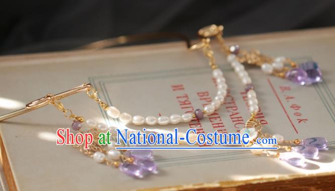 Chinese Traditional Ming Dynasty Pearls Butterfly Necklace Accessories Handmade Ancient Princess Necklet for Women